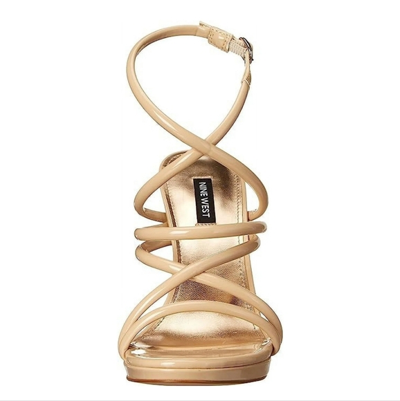 Nine West Lexy 3 Light Natural Rounded Open Toe Buckle Stiletto Heeled Sandals - Picture 2 of 5